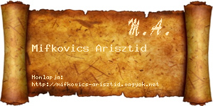 Mifkovics Arisztid névjegykártya